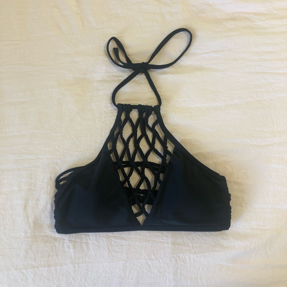 Woven Black Bikini Top